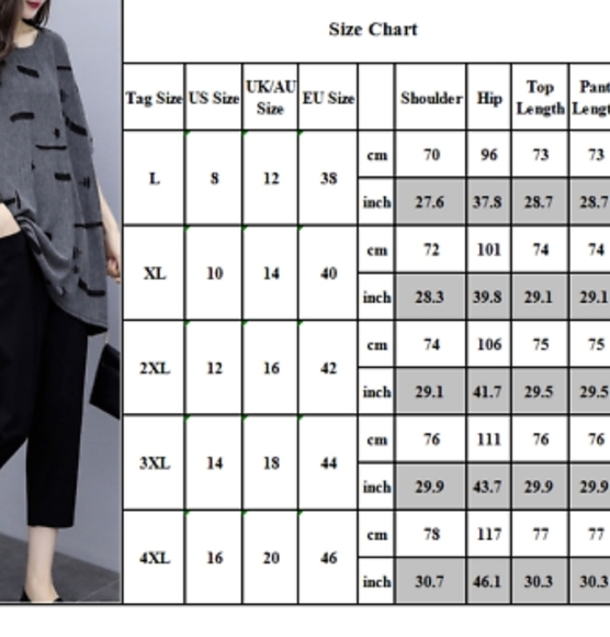 Gray and Black Oversized T-Shirt and Cropped Pants Set - Picture 6 of 6